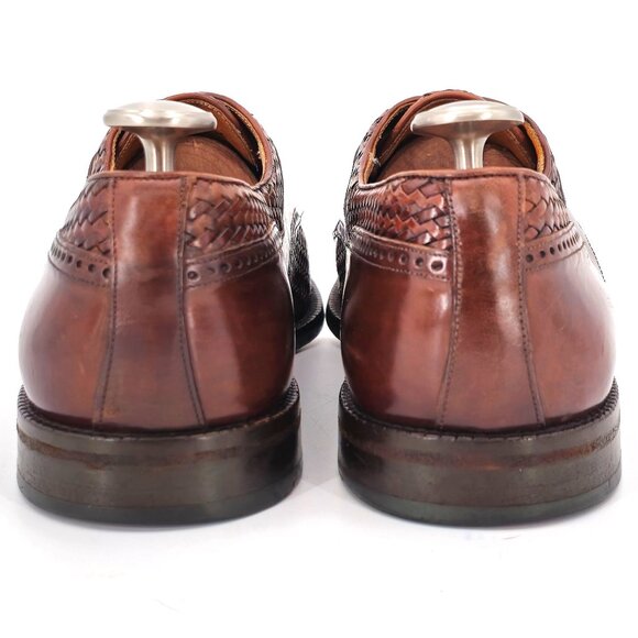 Mezlan Exotic Mens 12M Brown Crocodile Woven Leather Cap-toe Derby Dress Shoes - Picture 5 of 10